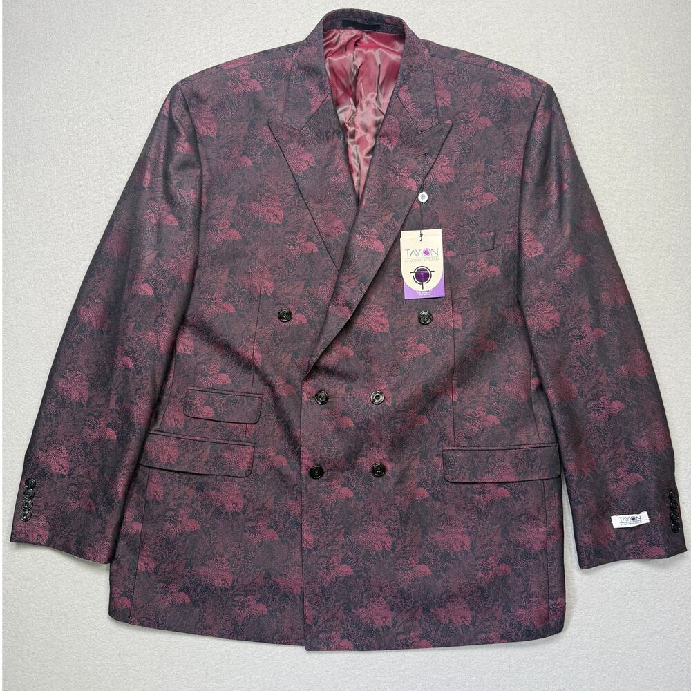 Tayion Men's Classic-Fit Jacquard DBL Breast Dinner Jacket Wine/black 48L $295
